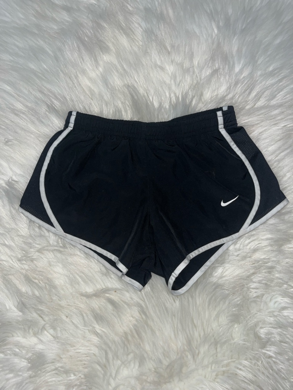 Nike Girls Black Athletic Shorts with White Piping